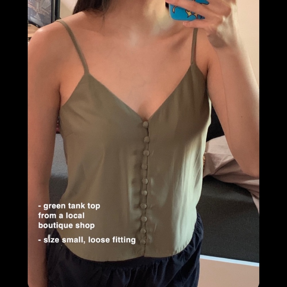Green button tank top